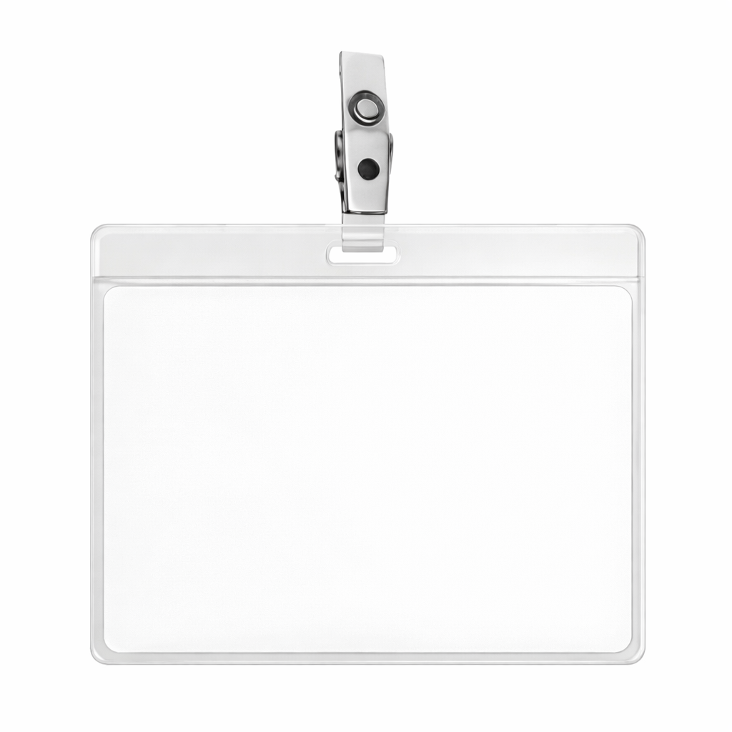 Portagafete de vinil horizontal con clip